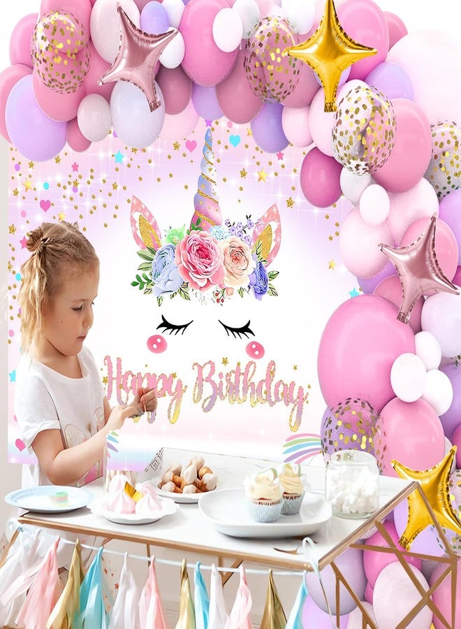 Netnology Unicorn Birthday Decorations for Girls,118pcs Unicorn Theme Party Decorations with Balloon Garland Arch Kit Backdrop and Tablecloth for Girls Women Birthday Party Supplies(Pink) - Image 5